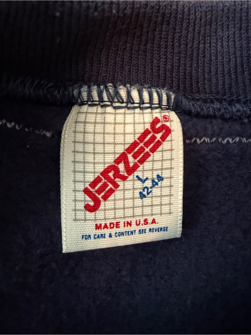 Vintage Jerzees USA Handmade Sailor Navy Red White Nautical Pullover L - Picture 5 of 7